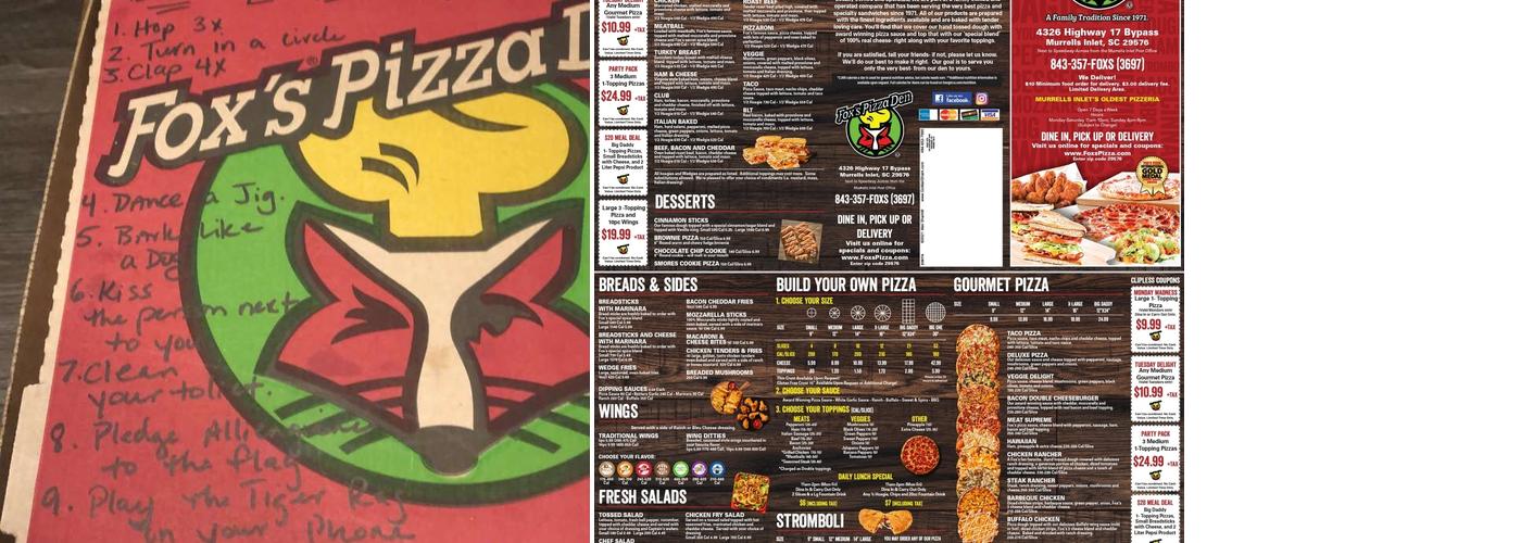 Fox's Pizza Den Menu