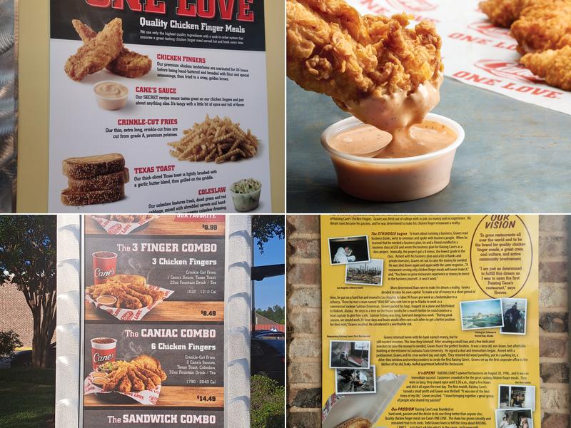 Raising Cane's Chicken Fingers Menu