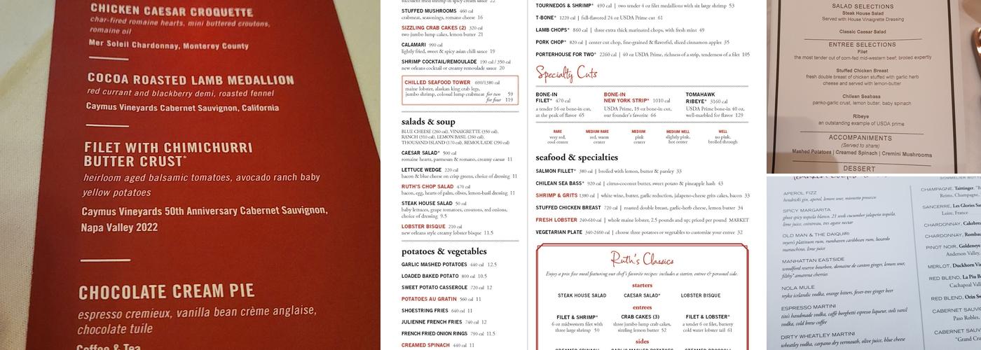 Ruth's Chris Steak House Menu