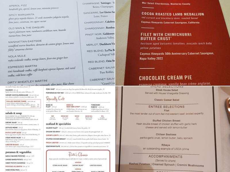 Ruth's Chris Steak House Menu