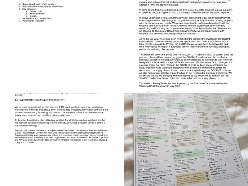 Premier Inn Birmingham City - Aston hotel Menu