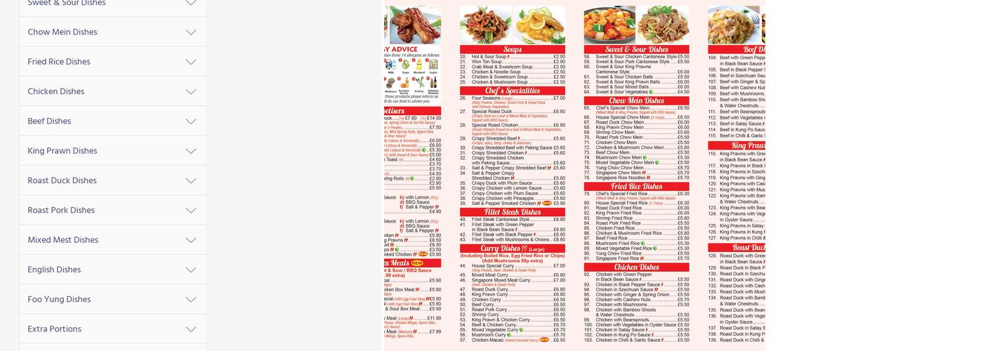 Dora Pan Chinese Take Away Menu