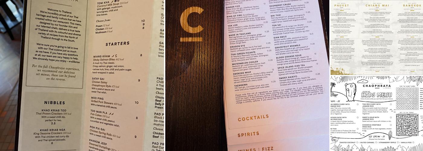 Chaophraya Thai Restaurant Menu