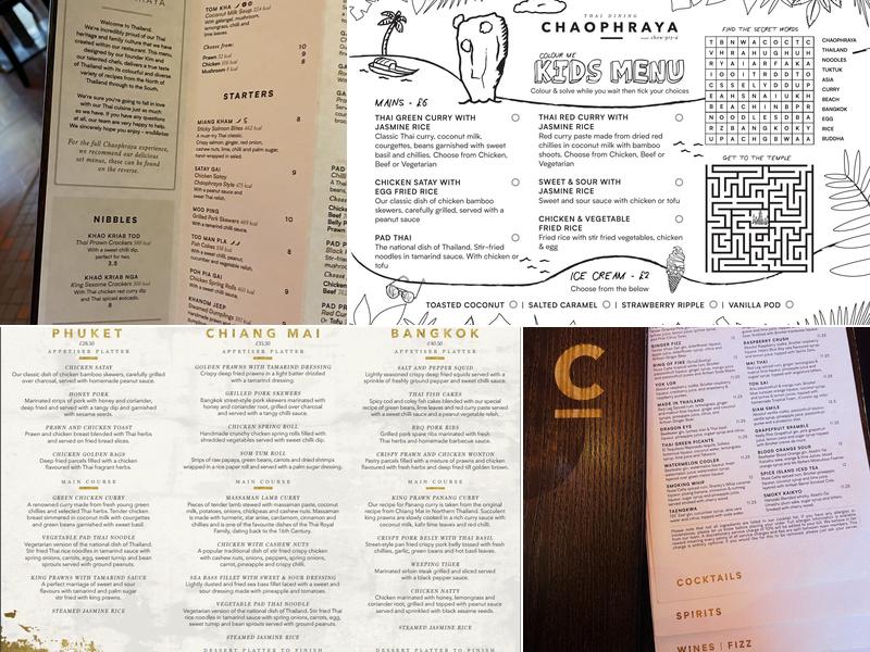 Chaophraya Thai Restaurant Menu