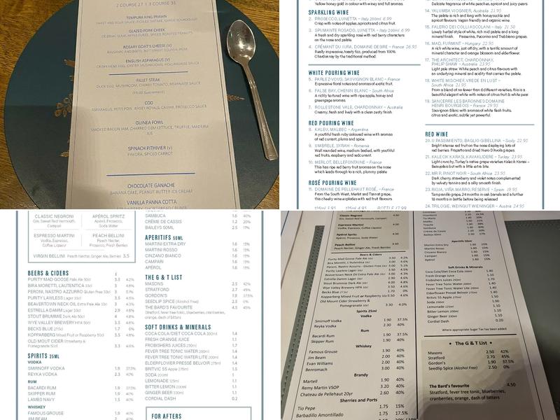 Restaurant at Birmingham College of Food Menu