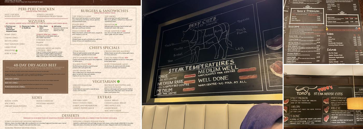 TORO's Steakhouse Menu