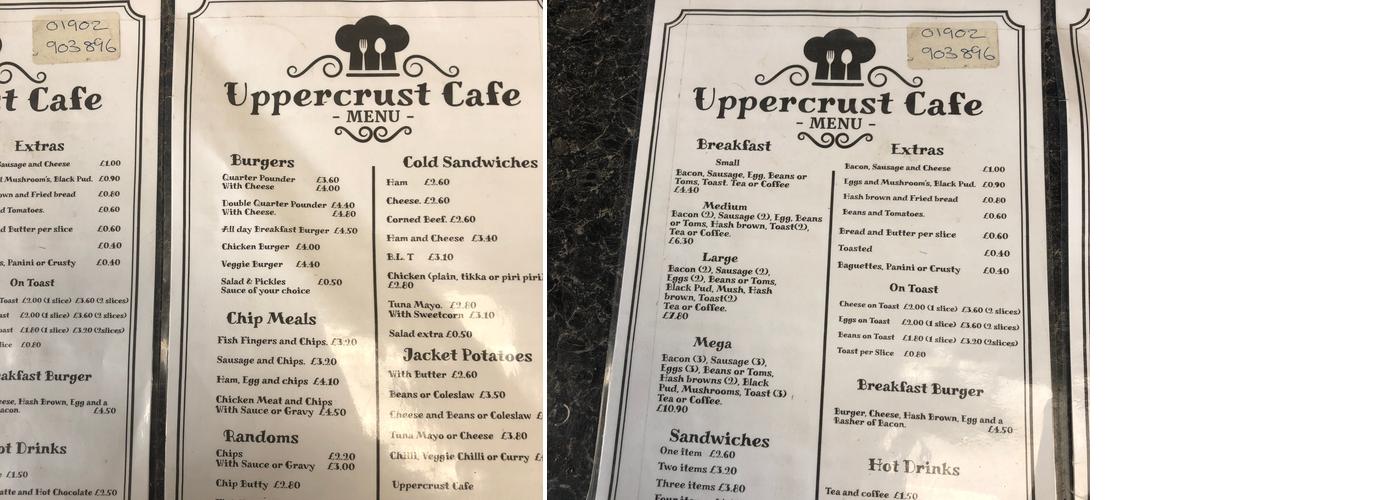 Upper Crust Menu