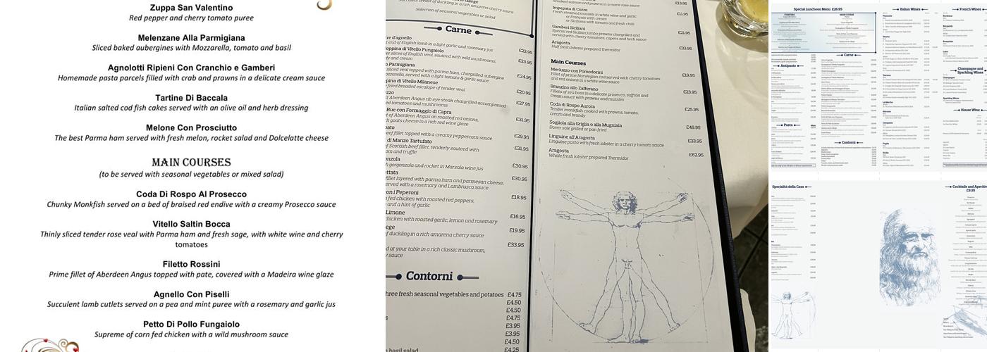 Ristorante Da Vinci Menu