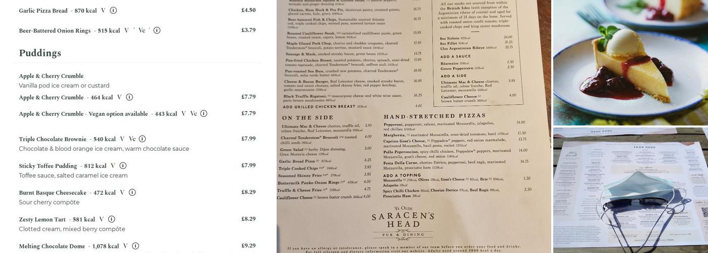 Ye Olde Saracen's Head Menu
