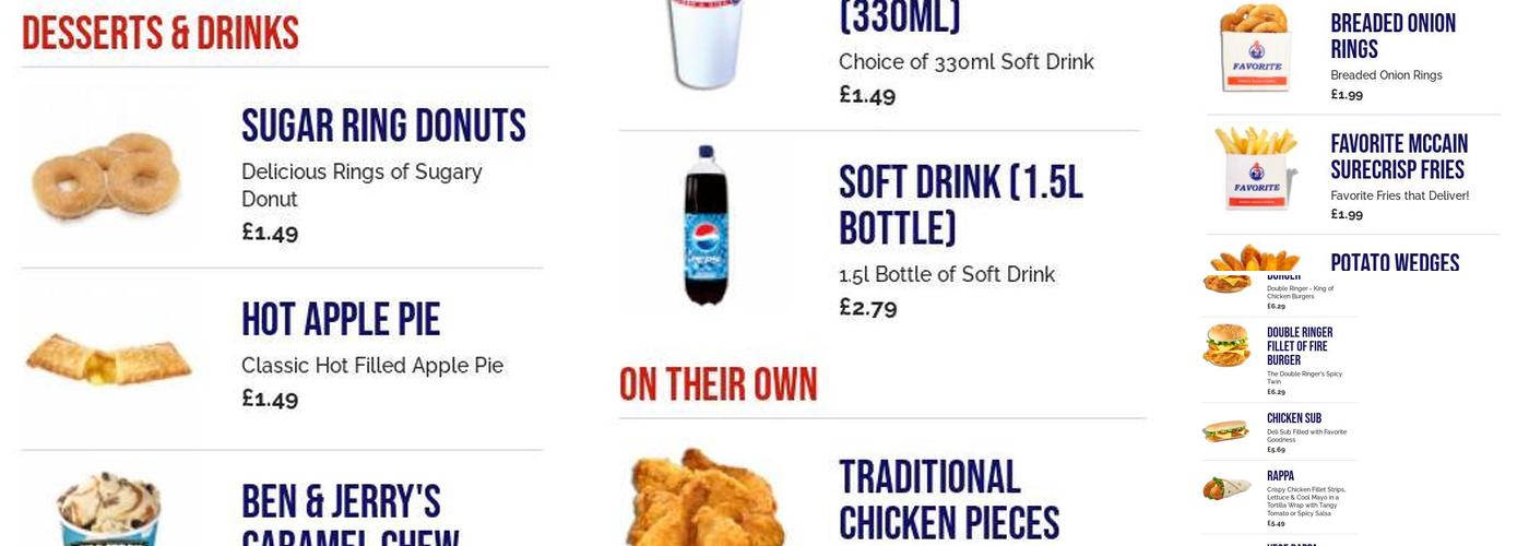 Favorite Chicken Wolverhampton Menu