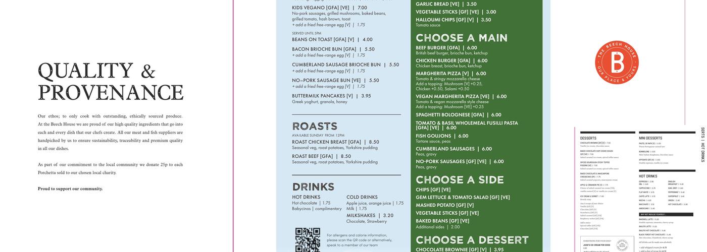 The Beech House Menu