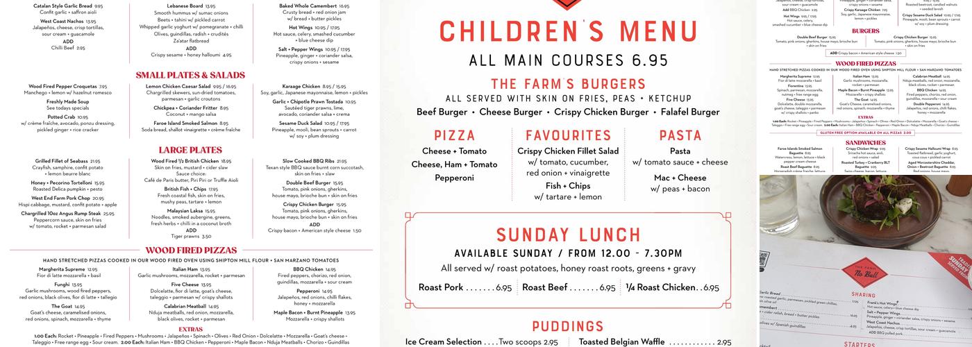 The Farm Inn Menu