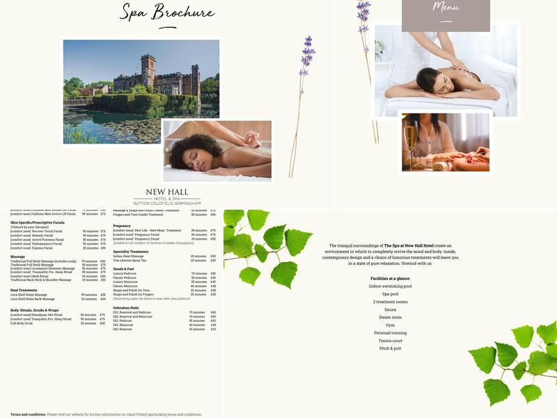 New Hall Hotel & Spa Menu