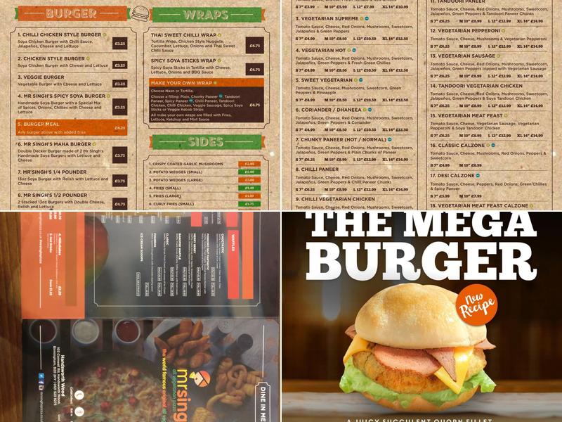 Mr Singh's Pizza Menu