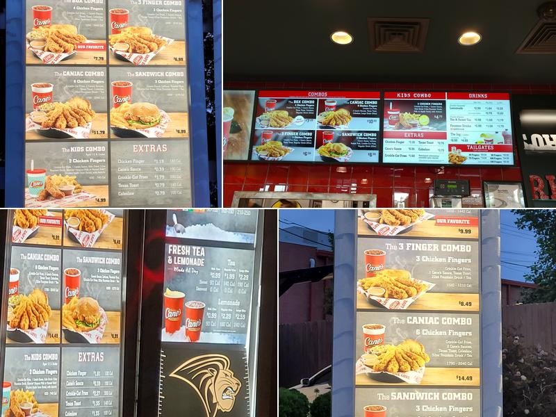 Raising Cane's Chicken Fingers Menu