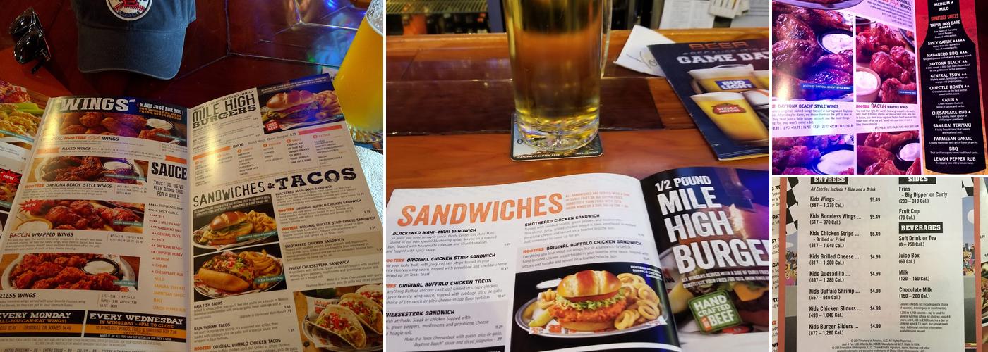 Hooters Menu