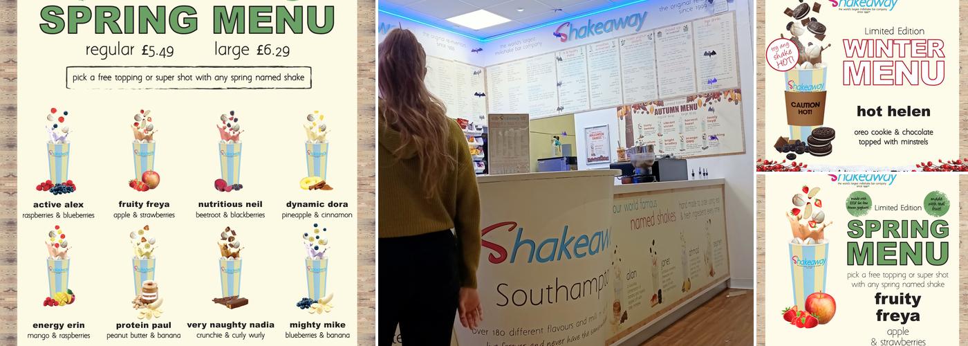ShakeAway Southampton Menu