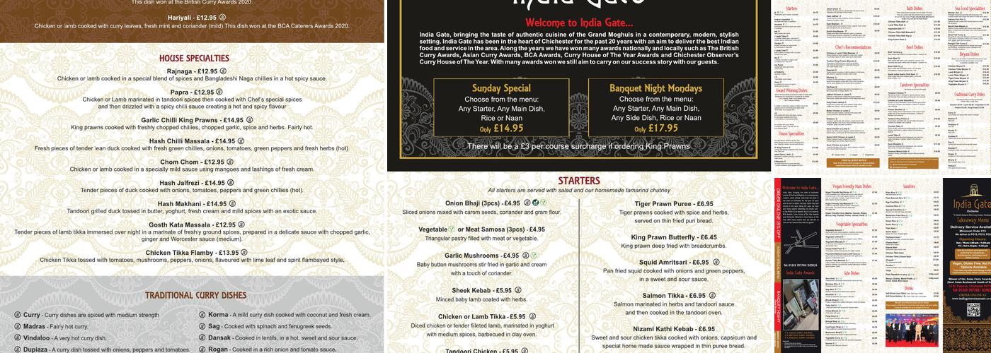 India Gate Takeaway Menu