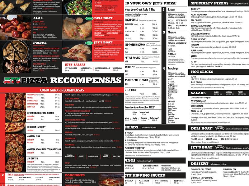 Jet's Pizza Menu