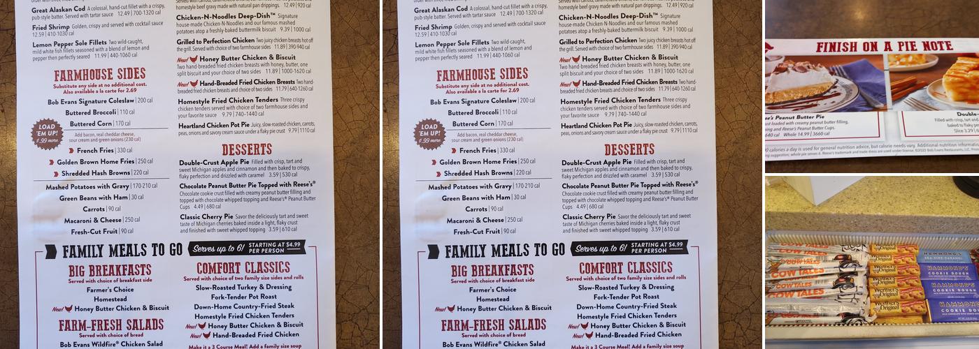 Bob Evans Menu