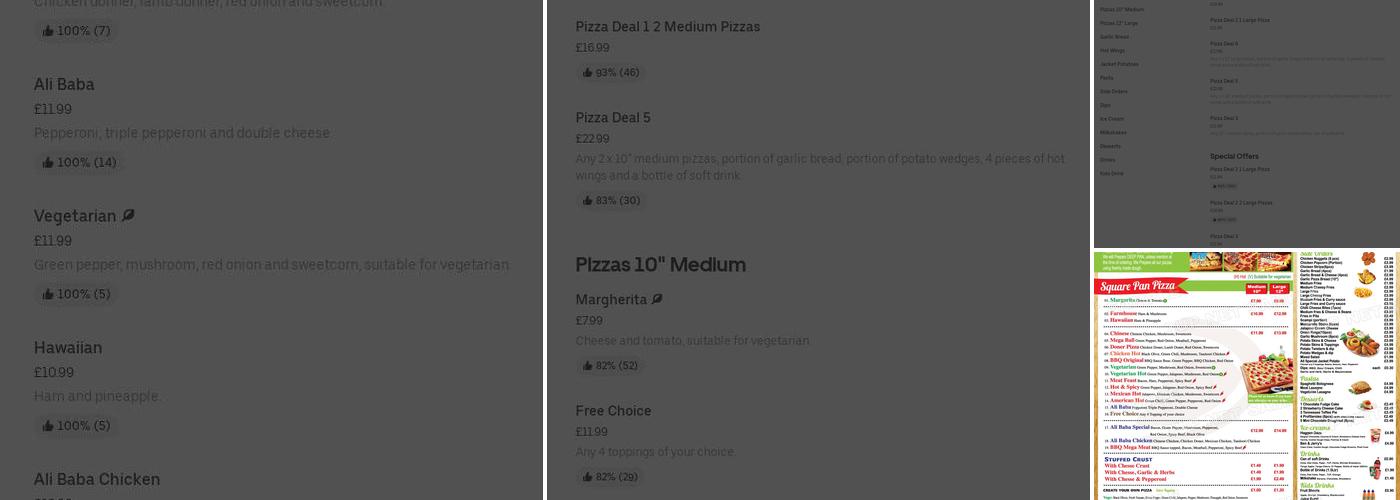 Square Pan Pizza 4 U Menu