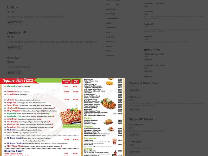 Square Pan Pizza 4 U Menu