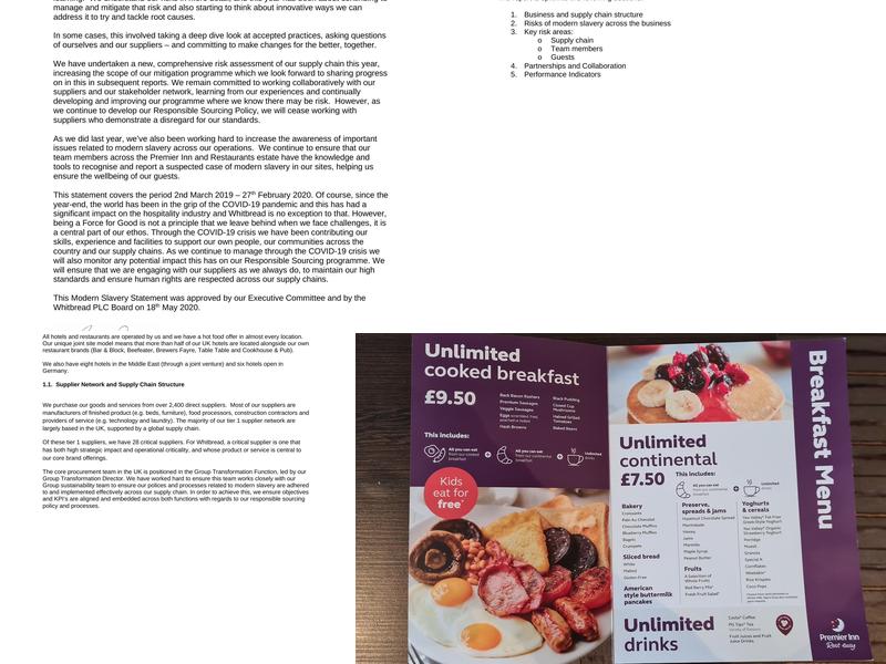 Premier Inn Basingstoke Town Centre hotel Menu