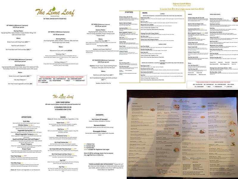 The Lime Leaf Menu