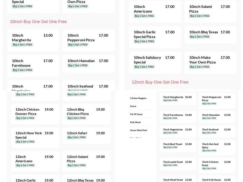 Saray Kebab & Pizza Menu