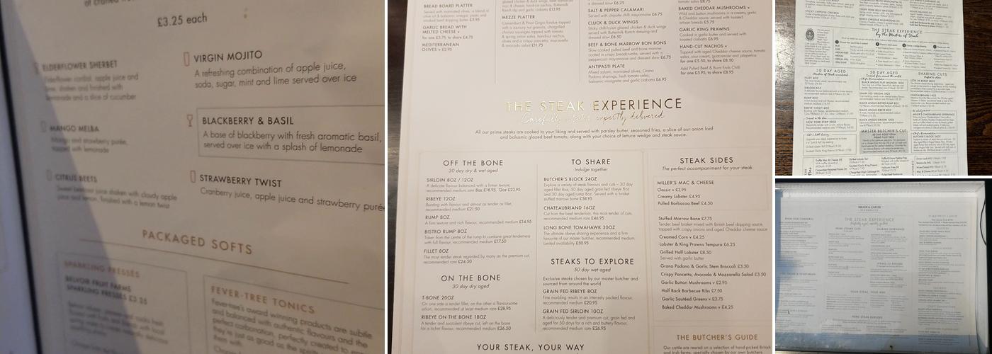 Miller & Carter Swindon Menu