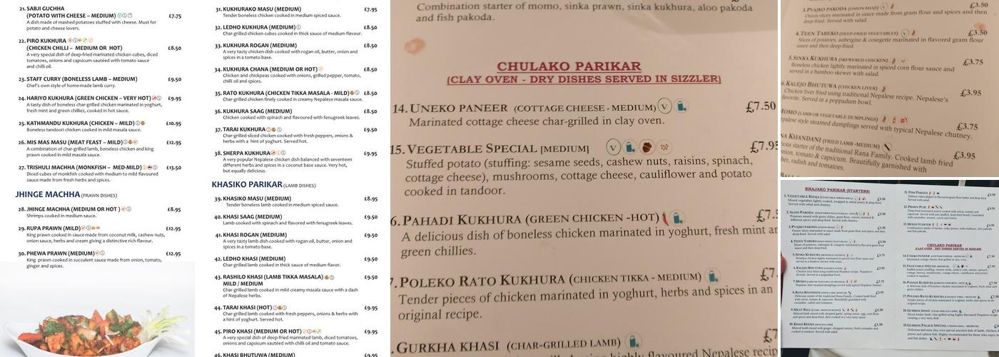 Gurkha Palace - Farnborough Menu