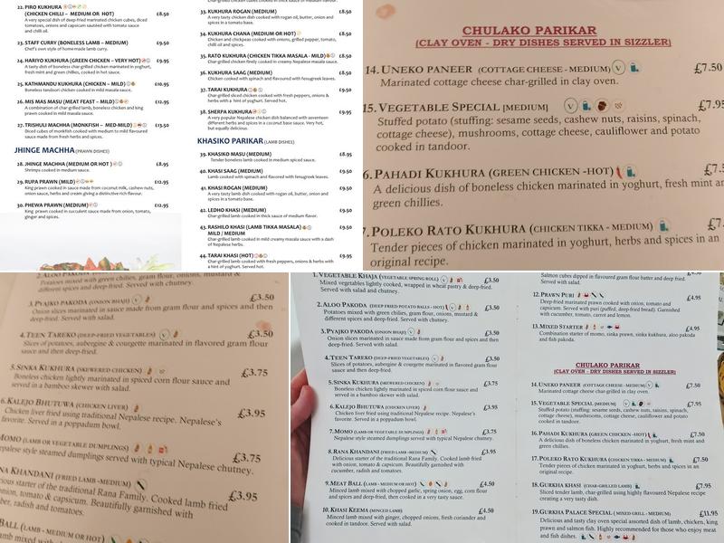 Gurkha Palace - Farnborough Menu