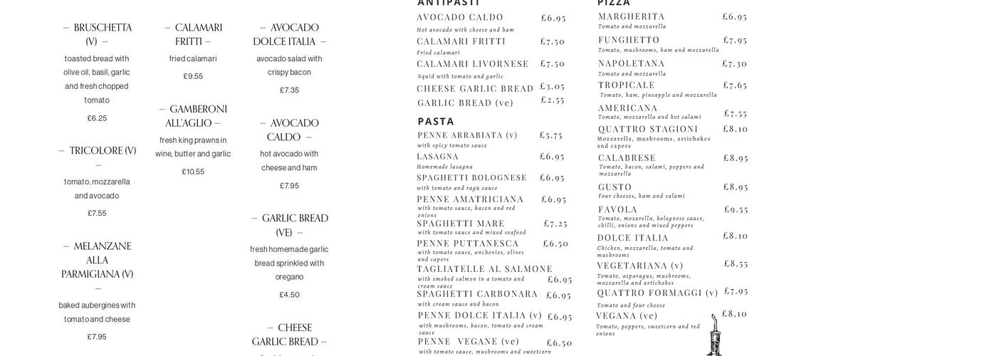 Dolce Italia Menu