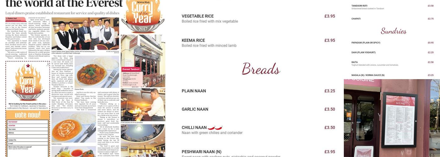 Everest Tandoori Menu