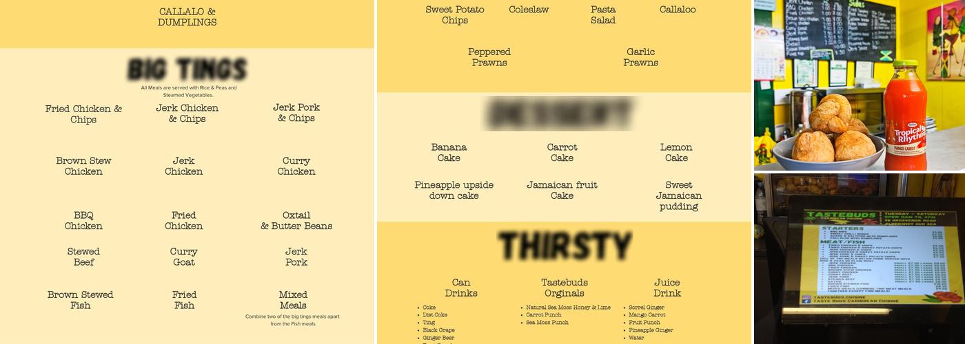 Tastebuds Caribbean Cuisine Menu
