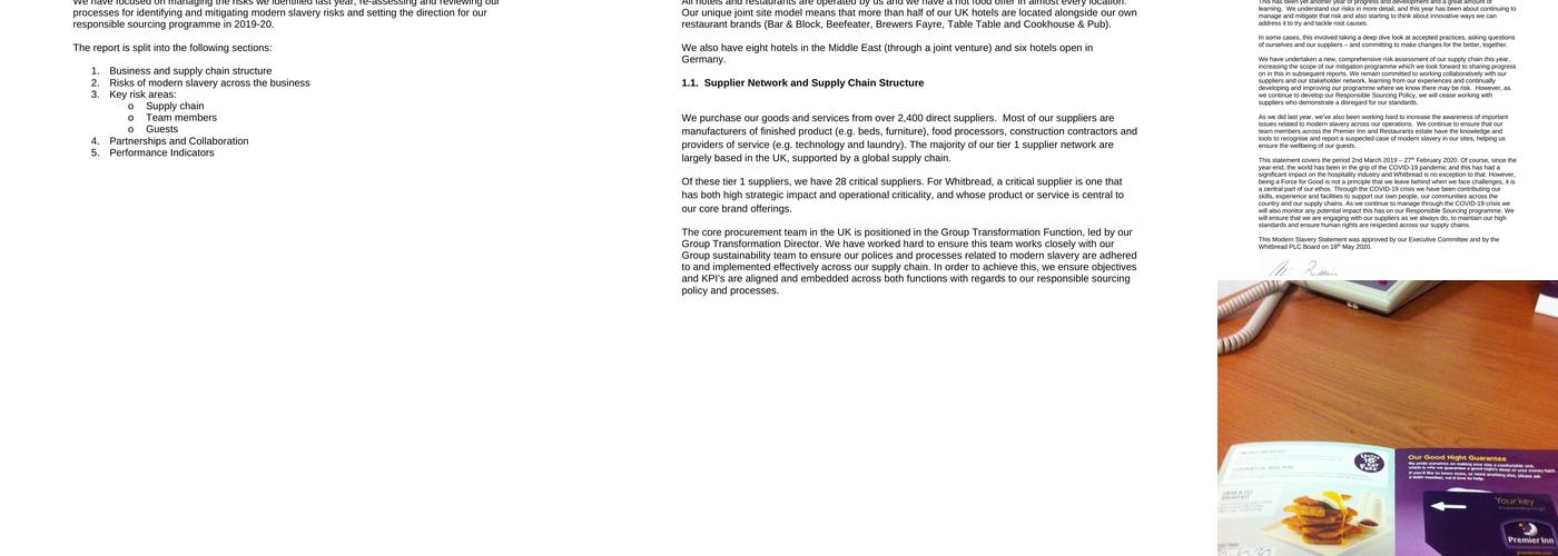 Premier Inn Aldershot hotel Menu