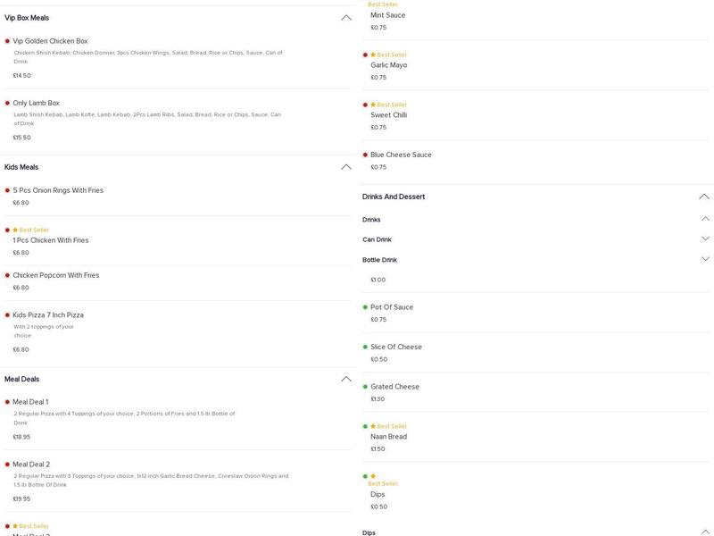 Flames Hinckley Menu