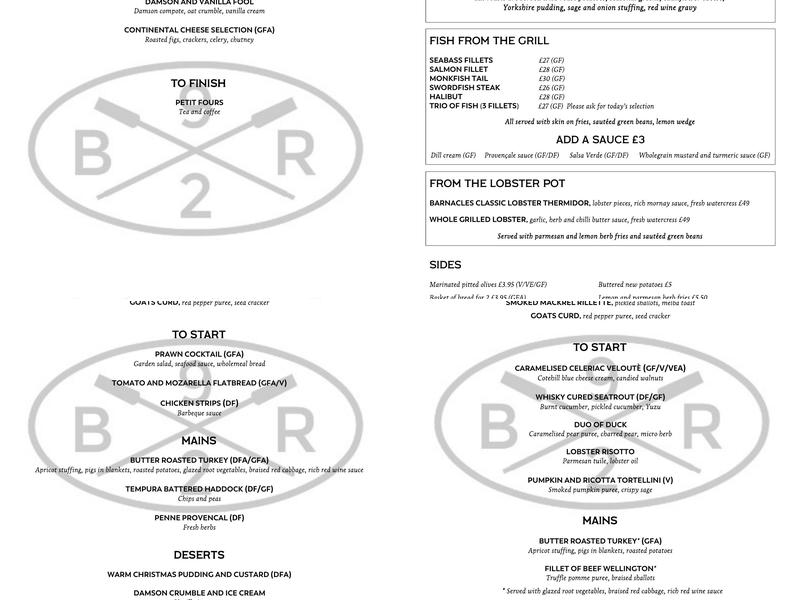 Barnacles Restaurant & Bar Bistro Menu