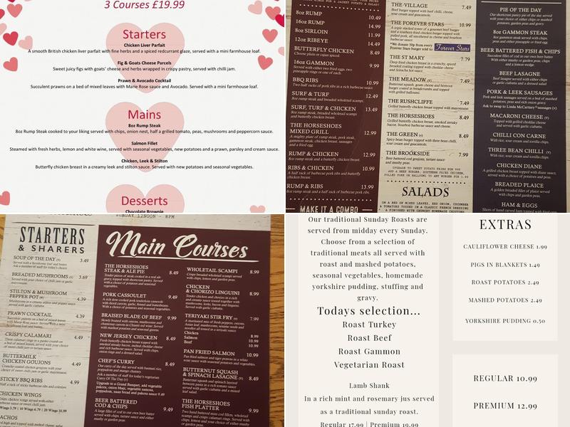 The Three Horseshoes Menu