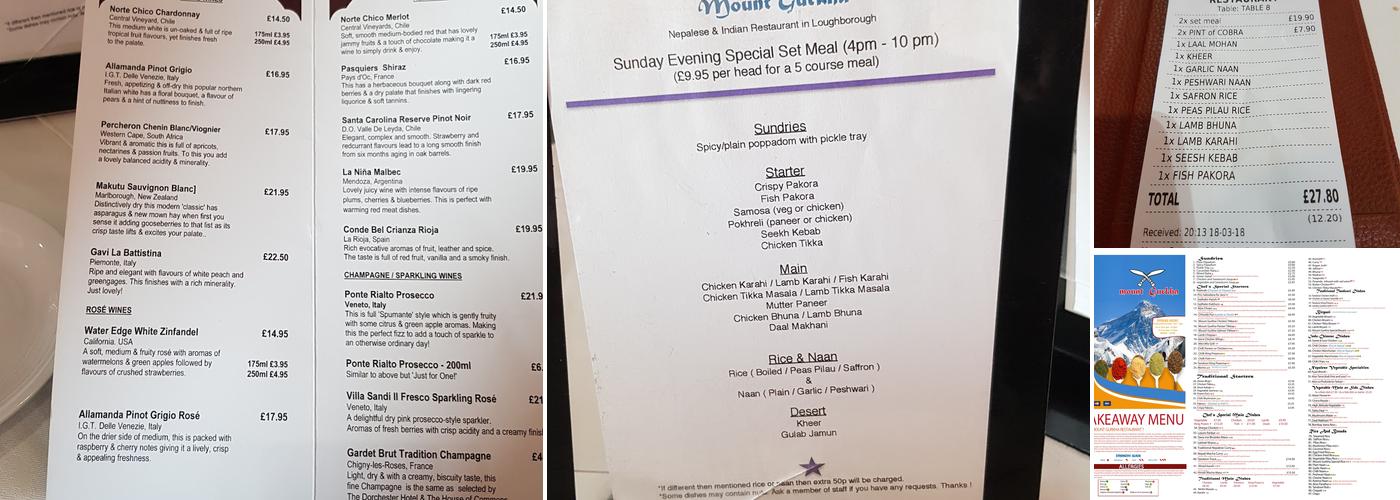 Mount Gurkha (Loughborough) Menu