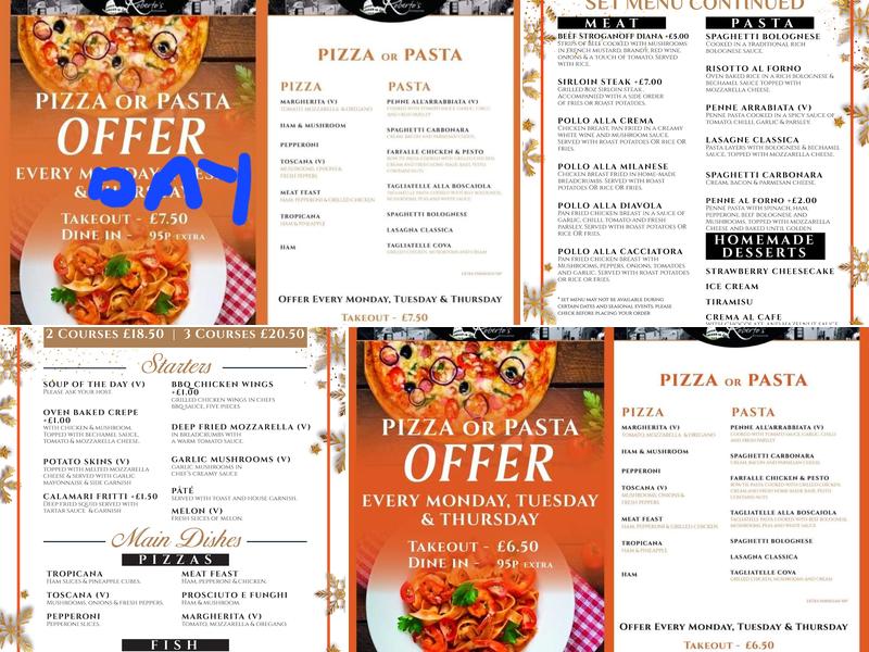 Roberto's Italian Restaurant & Takeaway Menu