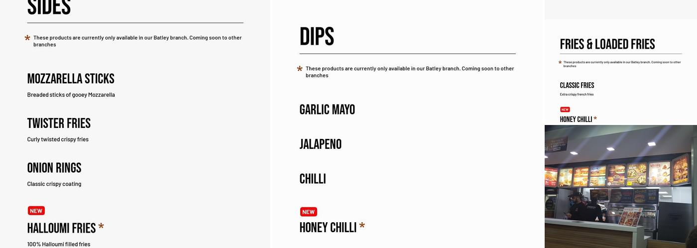 Chickano's Batley Menu