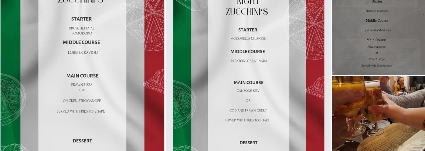 Zucchinis Restaurant Menu
