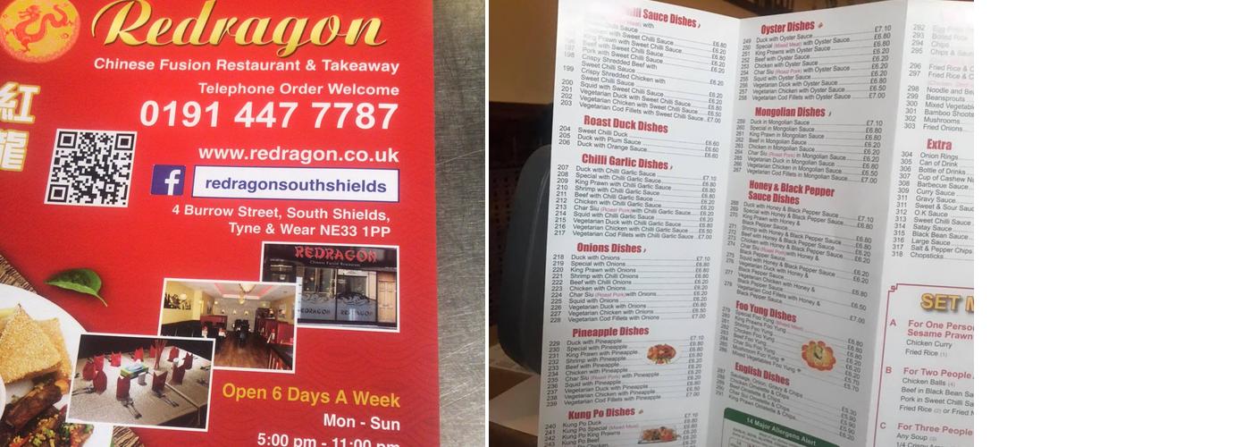 Redragon Chinese Fusion Restaurant Menu