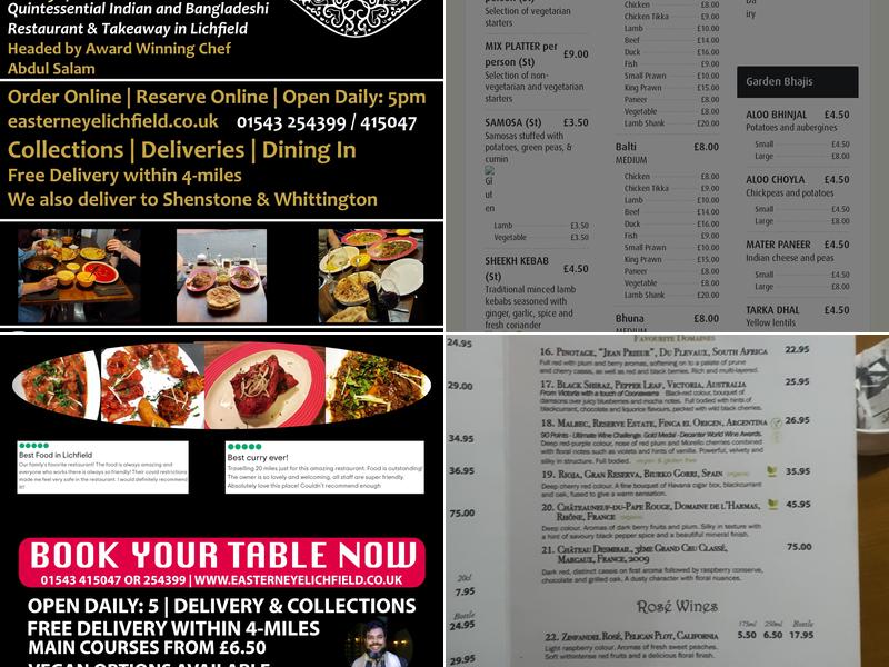 Eastern Eye - Indian Brasserie Menu