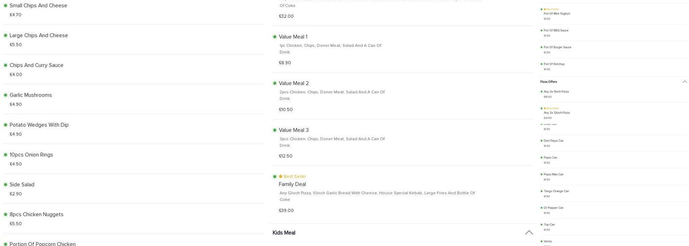 Lichfield Pizza And Kebab House Menu