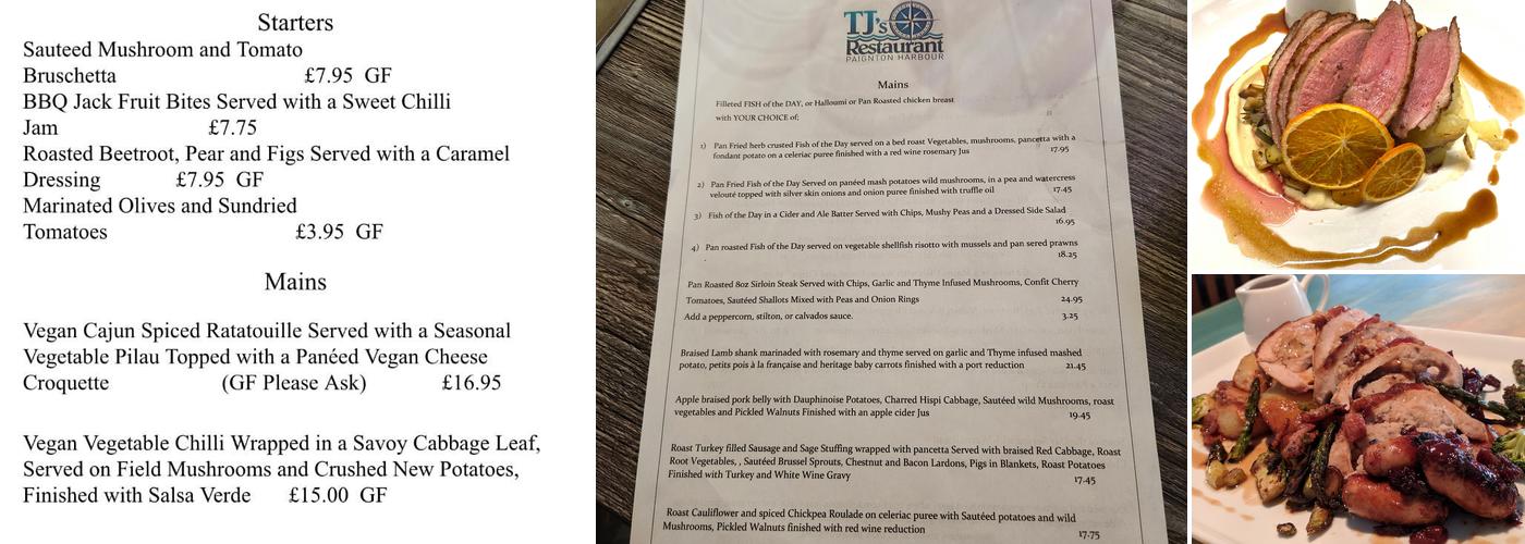 TJ's Restaurant Menu