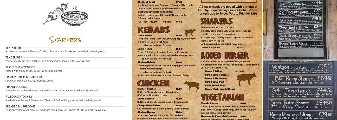 Cattlemans Steakhouse at The Parkers Arms Menu