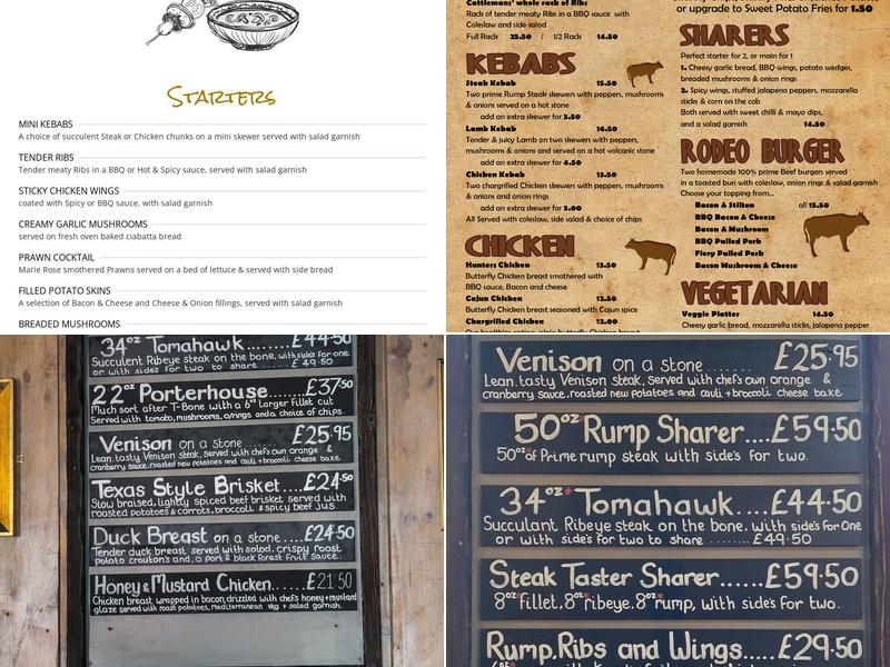 Cattlemans Steakhouse at The Parkers Arms Menu