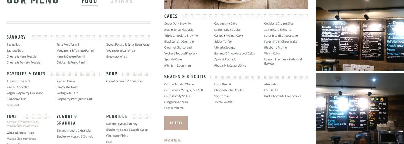 Coffee#1 Paignton Menu